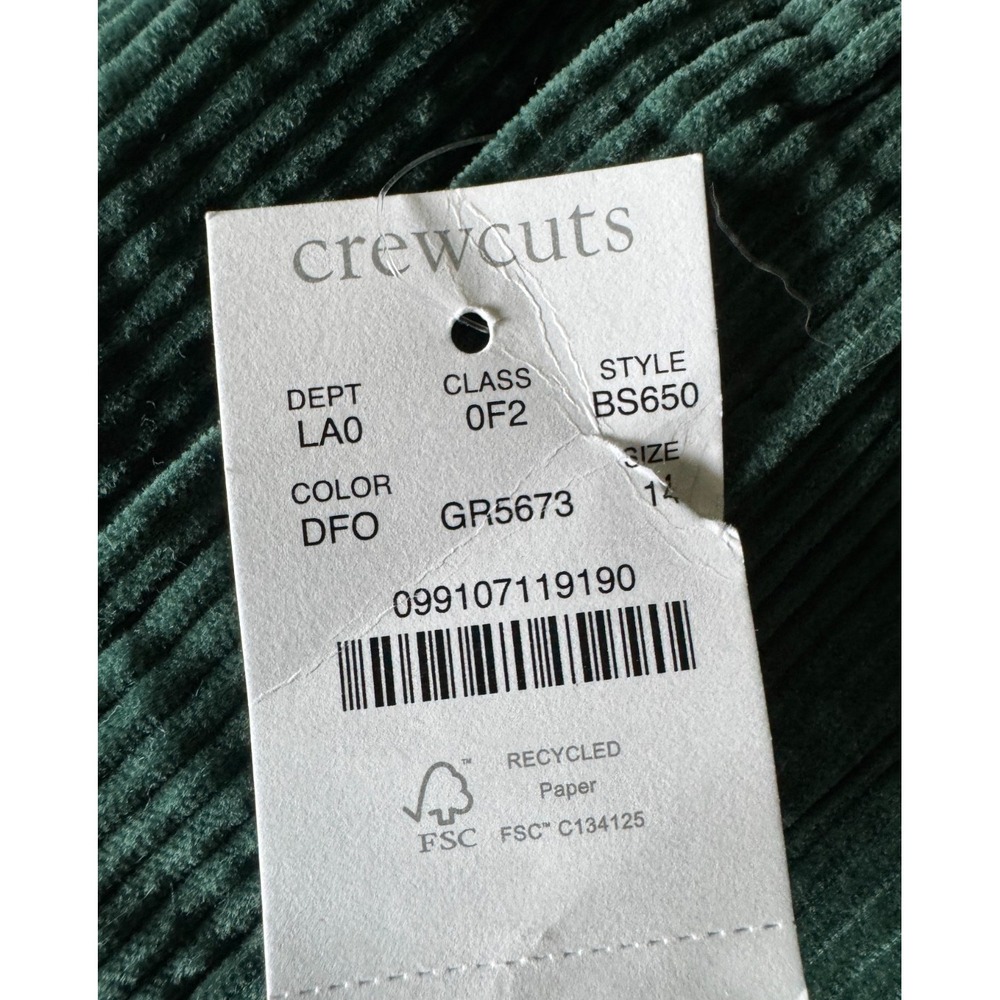 NWT Crewcuts Wide-Wale Corduroy Shirt-Jacket Boys 14 100% Cotton Deep Forest - Picture 4 of 9